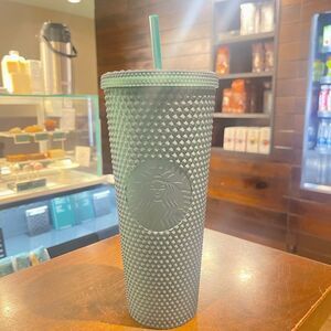 Starbucks Forest green matte grid studded soft touch tumblr NEW 2022